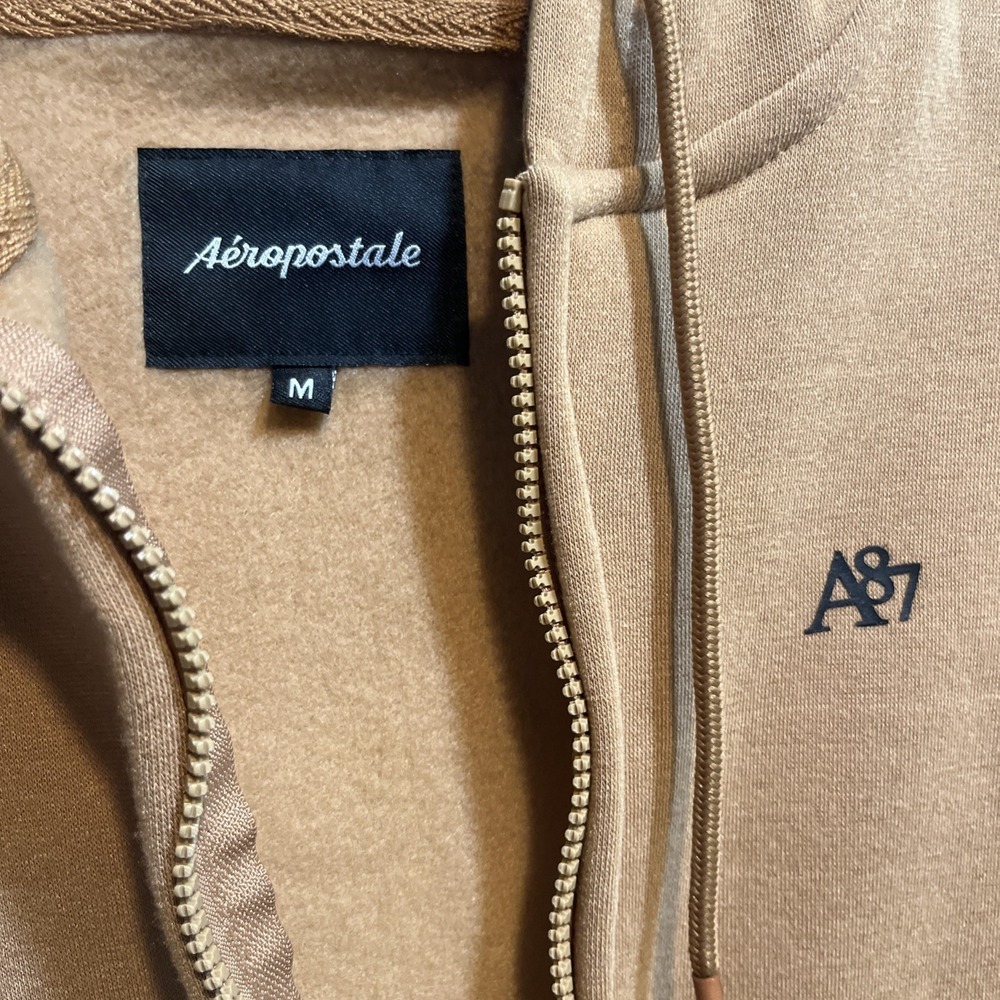 Aeropostale Men's Zip Up Hooded Sweatshirt Size Medium New With Tags Timber - Picture 3 of 3